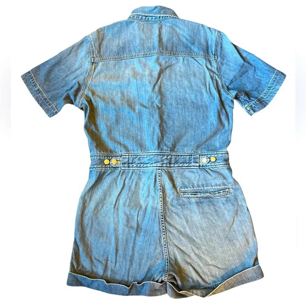 AMO Denim Skip Romper short sleeve light wash XL NWT casual carefree - Picture 2 of 16